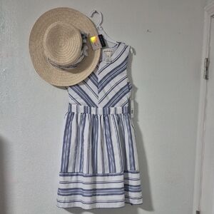 Derek Heart Blue and White Striped Girls Dress With Hat Size 14